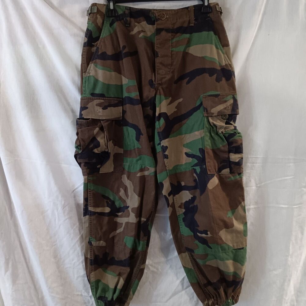 USGI ARMY CAMO Cargo Pants Men's Size Med Waist Draw Ankle And Adjustable Waist